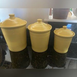 Yellow ceramic fiesta canister set